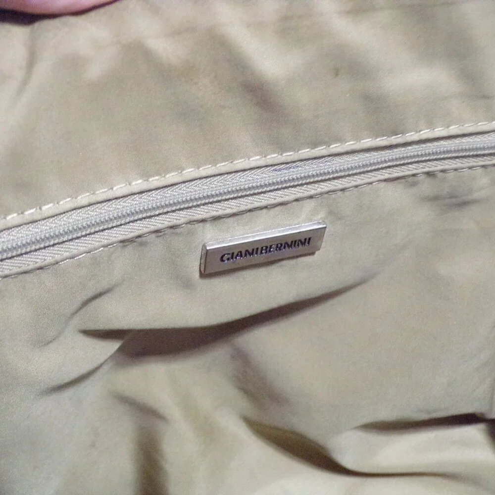 Gianibernini Teal & Beige‎ Handbag Leather with Silver Accents Zipper Closure
